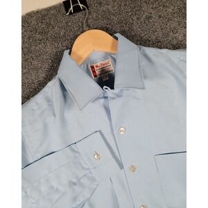 Vintage 60s Mac Phergus Loop Collar Button Down Shirt Small Blue Long Sleeve